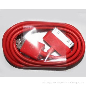 Red Apple Charger Cord Tpe , Iphone 4 Usb Charge Cable For Iphone